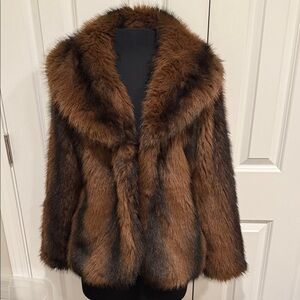 Silence + Noise Faux Fur Brown and Black Teddy Jacket